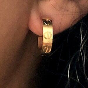 Gold Small Screw Hoop Earrings